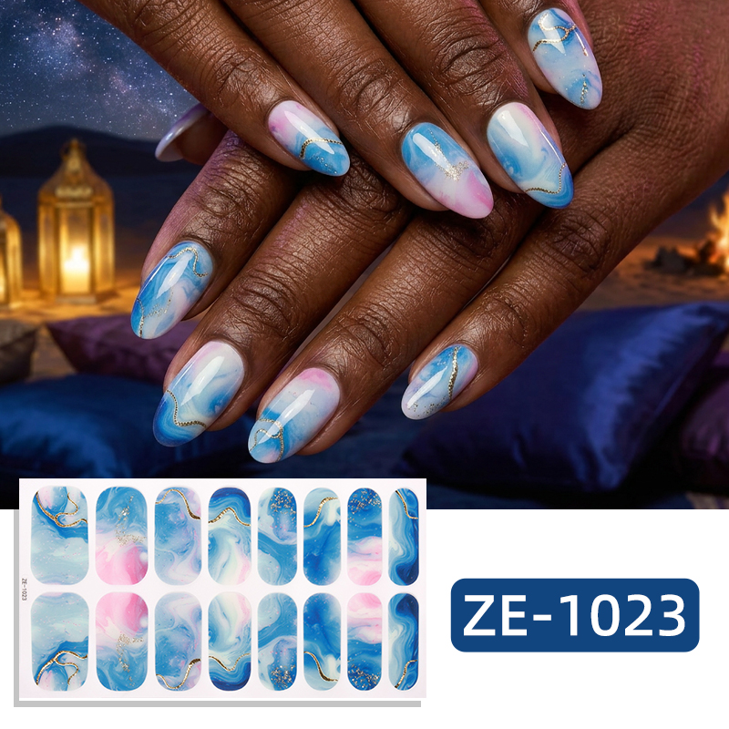 Full Cover Adhesive - 16 autocollants pour ongles à paillettes